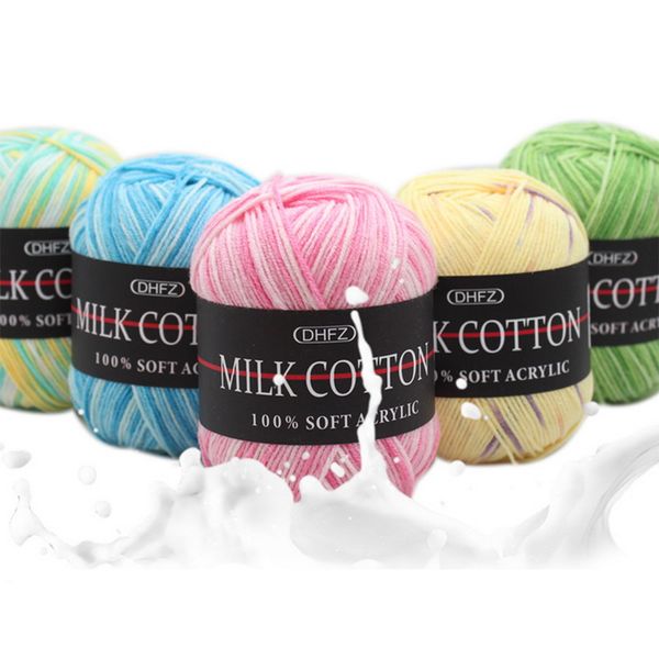 

молоко мягкий muiticolor детские хлопчатобумажная пряжа двойной вязание пряжи крючком diy ремесло вязать свитер шарф шляпа ручной вязки пряж
