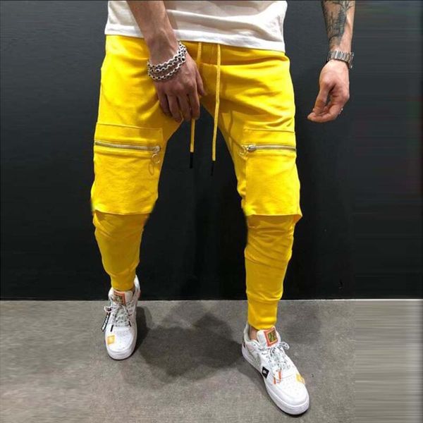 

2019 men harem pants fashion solid elastic waist joggers trousers male casual multi-pockets hip hop streetwear sweatpants, Black