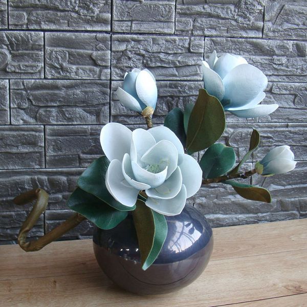 

99cm long artificial flowers pu single branch magnolia for home decoration wedding decoration l display fake magnolia flower arrangement
