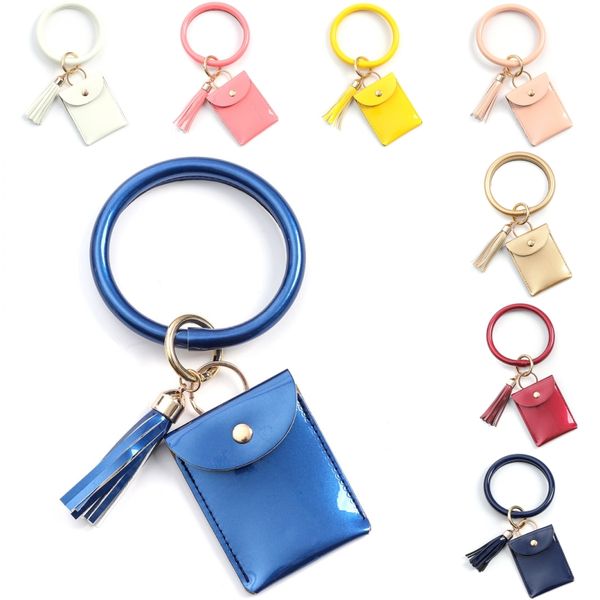 

dhl shipping wristlet keychain leather purse tassel keyring bracelet bangle with cash coin pocket card wallet key holder 10 colors b140f
