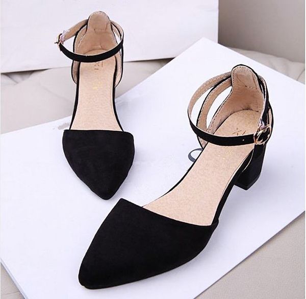 

2019 new square heels women pumps summer women heel shoes black pumps low heel shoes fashion buckle ladies