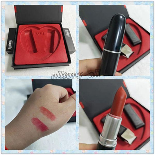 

Hot Newest Lip Makeup lipgloss Matte lustre lipstick lipstick rouge a levres 3g 2pcs/set with gift box