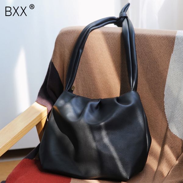 

bxx] lady pu leather pleated crossbody bags for women 2020 spring fashion simple shoulder messenger bag female handbags hk899