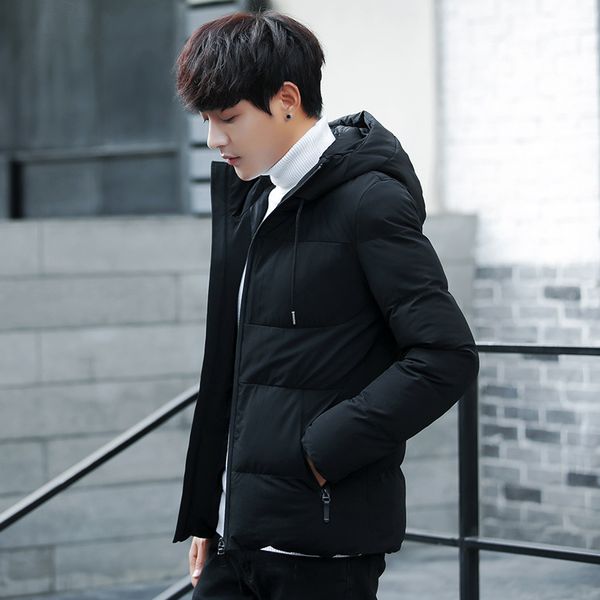 

thicken cotton down jacket new men's winter short warm jacket coat men's snow wear tide brand clothing, Black