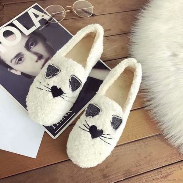 

plush shoes 2019 new plus velvet wild winter cotton shoes net red winter autumn and women's beanie, Black