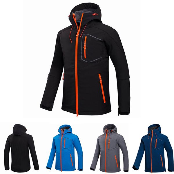 Men Soft Shell Hiking Jacket Waterproof Ski Jackets Windproof Outdoor Sports Thermal Hooded Outerwear Coat Climbing Camping Jackets Coats Brown Jacket