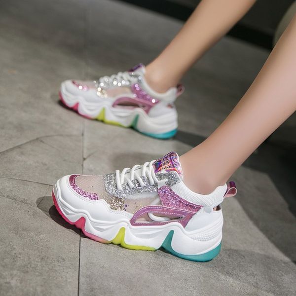 

sandals shoes women sandalia platform sports outdoor sandals women female girls hollow mesh rainbow femmes shoes beach sneakers