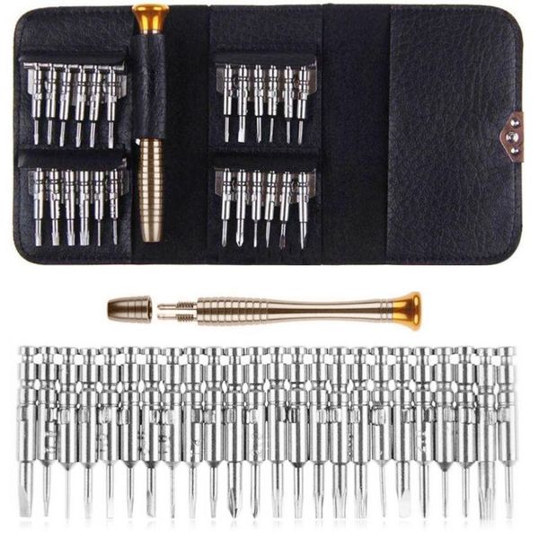 

25 in 1 precision screwdriver bits lapmobile phone silver black repair tools set