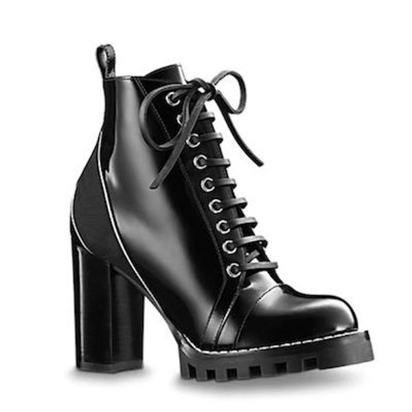 

women designer boots leather ankle boot chunky heel martin shoes print leather platform desert lace-up boot 5cm 10 colors with box 01, Black