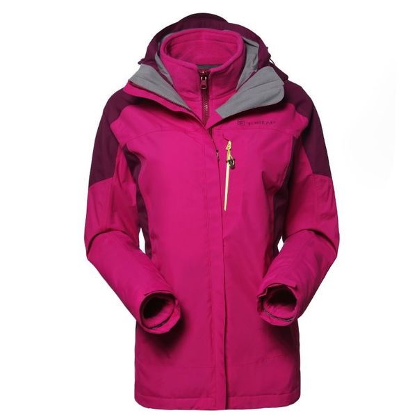 

clearance two-pieces fleece liner removable women outdoor camping hiking waterproof windproof mountain sport thicken ski jacket, Blue;black