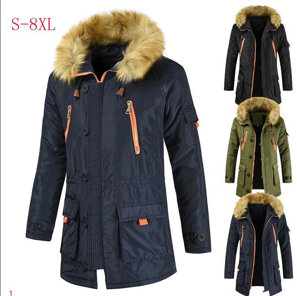 

Fashion Mens Jackets Long Windbreaker New Canada Insize EU Style Slim Women Jacket Fur Winter Warm Thick Coats Zipper Jackets Parka Hooded