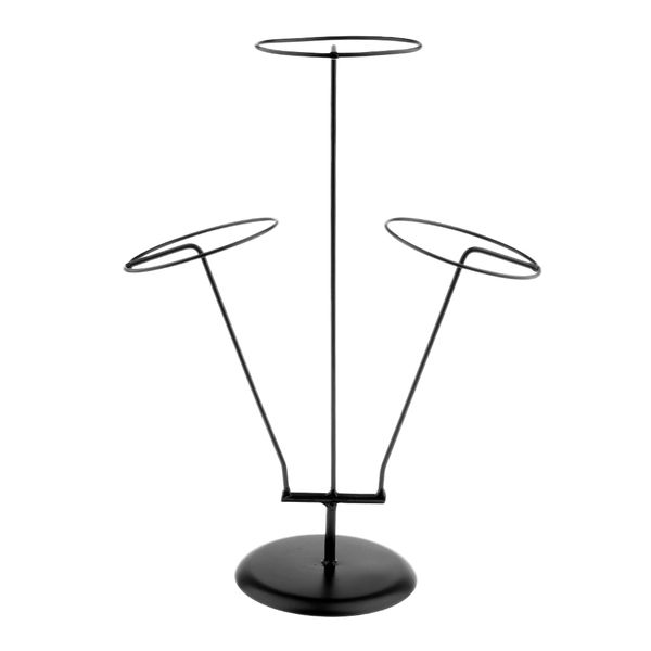 

3 layered metal hats cap storage display holder scarf wigs rack stand black, White