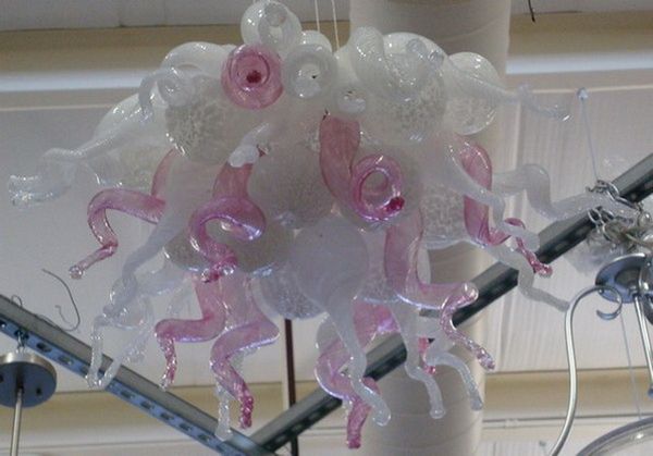 

pink and white murano glass pendant lighting fixtures wedding table centerpieces home decoration chihuly glass chandelier
