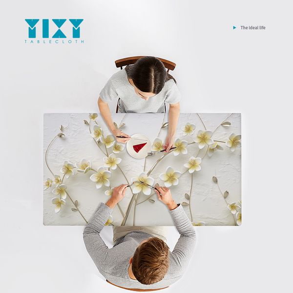 

yixy dining table mat coffee table guest hall 3d soft glass waterproof pvc new chinese tablecloth waterproof anti-scalding wash-free