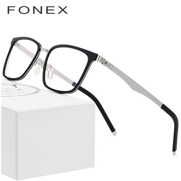 

fonex tr90 очки кадр мужчины квадратные очки по рецепту 2019 новые близорукость оптические оправы очки женщины безвинтовые очки, Black