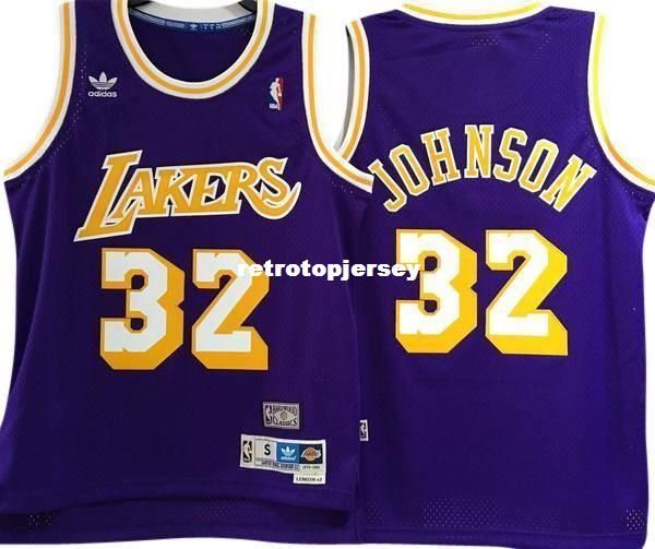 

johnson #32 sewn retro purple vintage jersey mens vest size xs-6xl stitched basketball jerseys ncaa, Black;blue