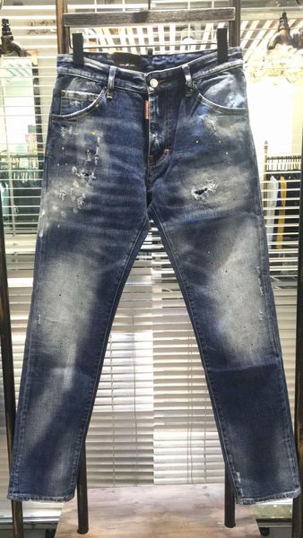 

2019 новый классический модный бренд d2 джинсы мужские стильные потертые лоскутные джинсы хип молнии карманы дизайн мода повседневная тощий, Blue