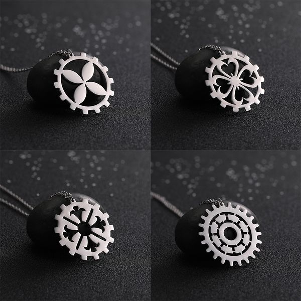 

eueavan 10pcs/lot fashion gear pendent round necklace women stainless steel necklaces charm jewelry gift, Silver