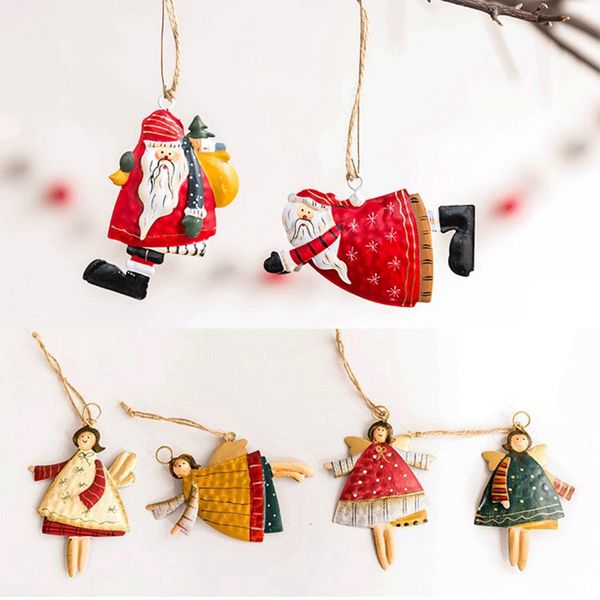 

4pcs/set christmas angel girl pendants christmas tree metal cute doll ornament diy party hanging pendant wall decor