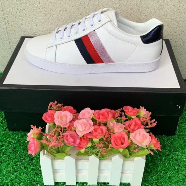 

designer shoes ace luxury embroidery brands white tiger bee snake shoes leather designer sports shoes men and women casual sneakers l14, Black