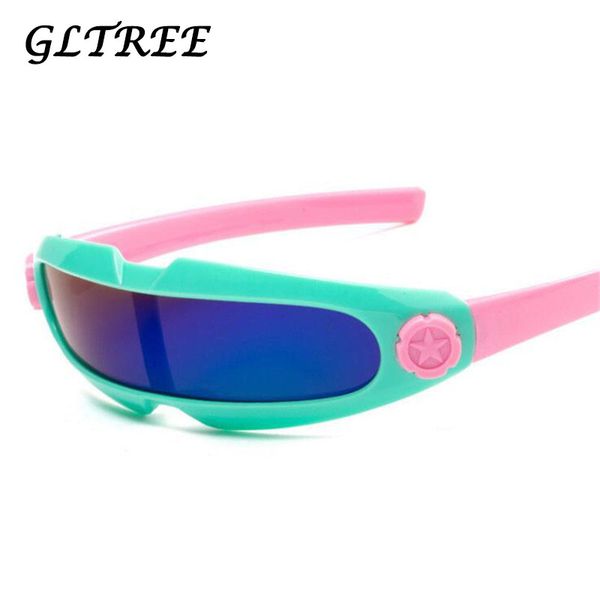 

gltree 2019 fashion children sunglasses kids plastic frame boy girl sunglass safety coating 6 colors goggles oculos uv400 g167, White;black