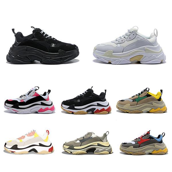 

fashion paris 17fw triple s sneaker triple-s casual luxury dad shoes for mens womens green casual dad shoes tennis increasing sneakers