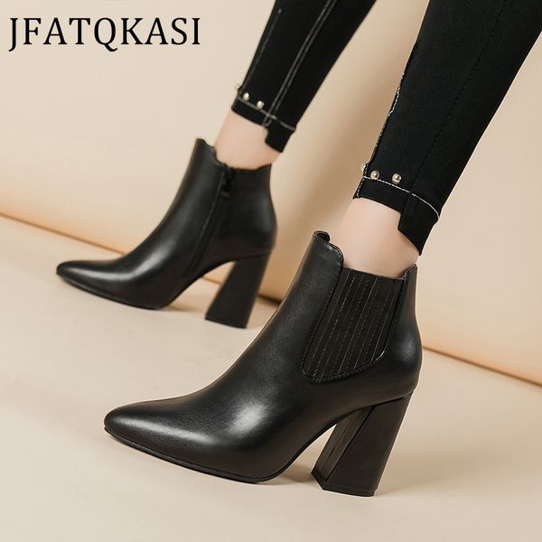 

women heels boots pointed ankle boots woman microfiber upper female shoes non-slip fashion female shoes 2020 new style, Black