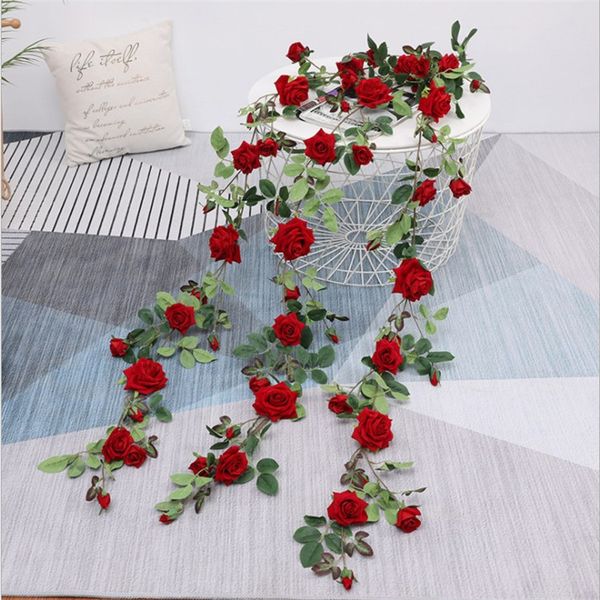 

1.8 meters simulation flannelette roses rattan home decoration wedding flowers home decorative wreaths holiday items