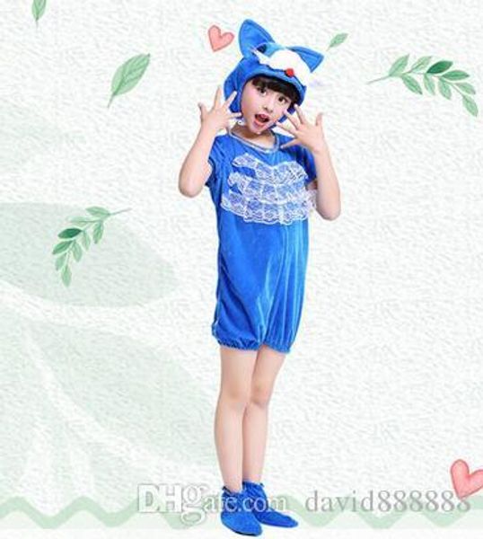 

2018 new style lovely children cosplay cow monkey blue and white cat clothing boys and girls dance conjoined clothes, Black