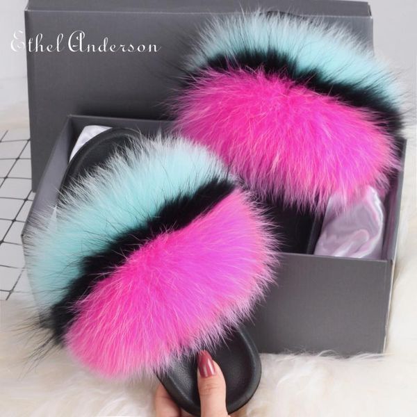 

women fluffy flat slippers ladies indoor outdoor slides plush hair female casual shoes new style fashion summer 2020, Black