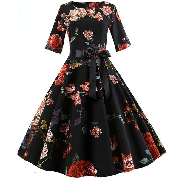 

women dress plus size dresses print vintage dress long sleeve elegant autumn winter female casual a line tunic plus size designer clothes, Black;gray