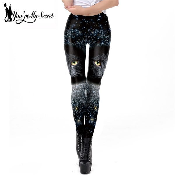 

you're my secret] mysterious black cat legging for women 3d printing harajuku style starry sky leggins for fitness workout pant