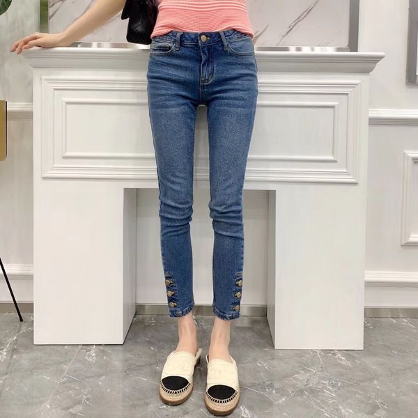 

Milan runway jean 2019 pring ummer panelled plit cc button zipper de igner jean brand ame tyle jean 010601