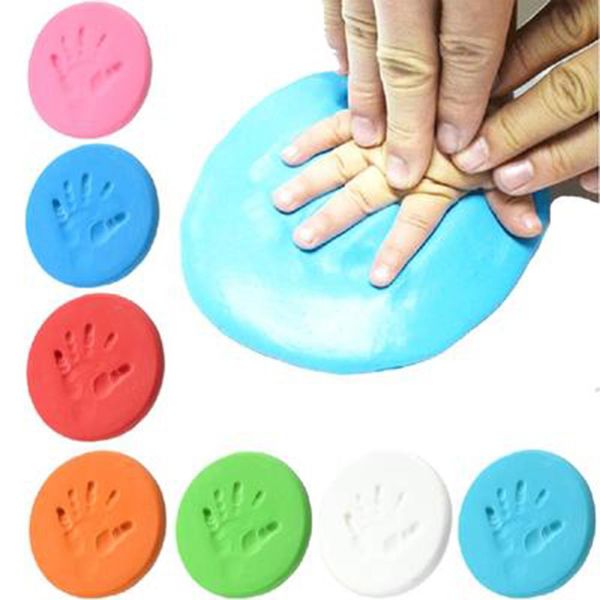 

air drying soft clay baby handprint footprint imprint casting record growing diy handicraft toys newborn baby souvenir gift