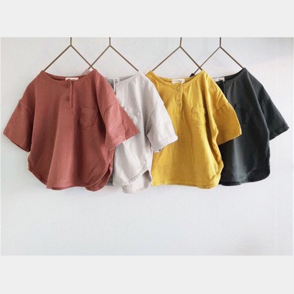 

корейский хлопок дети тенниски девушки летом футболки и топы 2020 случайных мальчики одежды младенца boygirl с короткими рукавами футболки и, Blue