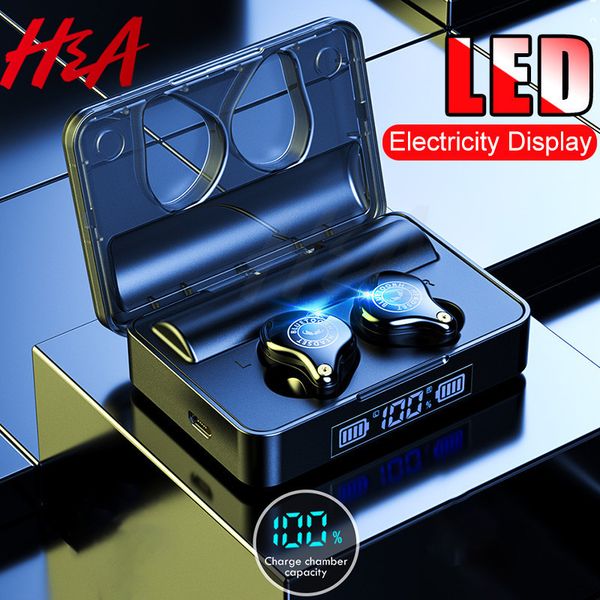 

h&a bluetooth v5.0 earphones touch control wireless headphones ipx7 waterproof sport earbuds + 3600mah power bank for all phone