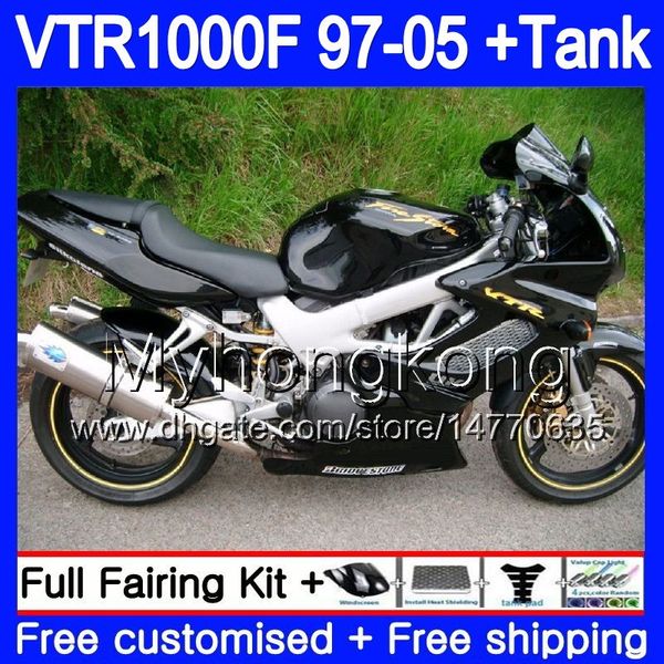 Karosserie für HONDA VTR1000F SuperHawk 97 98 99 03 04 05 256HM.29 VTR 1000 F 1000F VTR1000 F 1997 1998 1999 2003 2004 2005 Fabrik schwarze Verkleidung