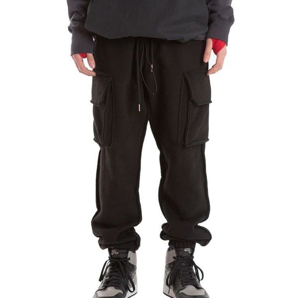 

europe and america high street big pocket loose beam pants tide brand wild drape loose casual pants male, Black