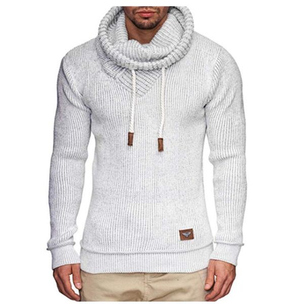 

men hooded sweaters autumn winter thick long sleeve solid color turtleneck knitted pullovers for male casual hoodies men outwear, White;black