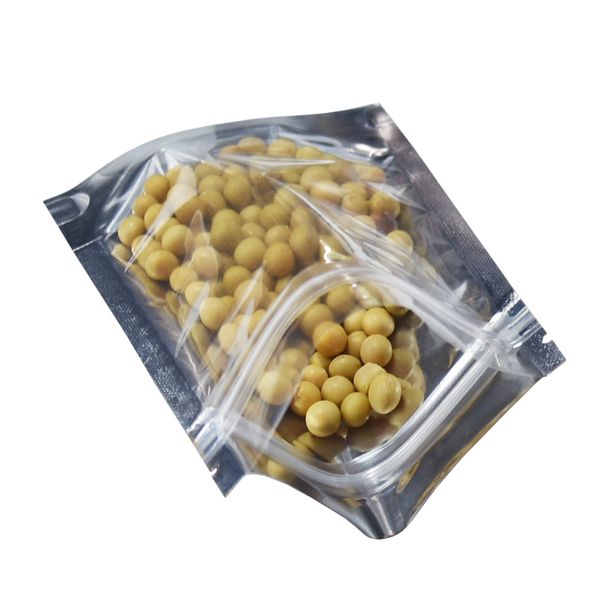 

14 * 20см 50pcs / lot майларовый front очистить zip замок упаковка пакет сумка resealable stand up zipper алюминиевой фольги ziplock сумка р