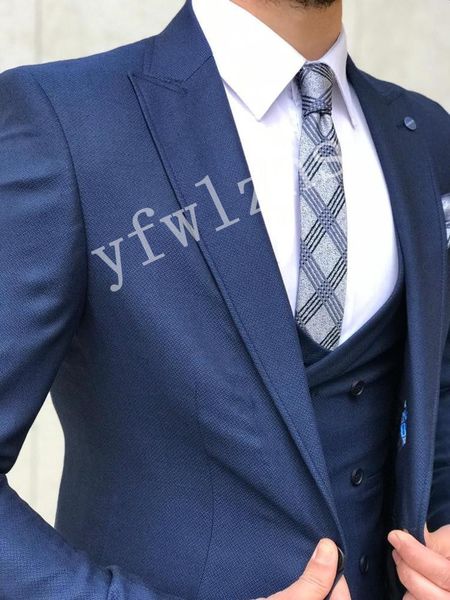 

custom-made peak lapel groomsmen one button groom tuxedos men suits wedding/prom/dinner man blazer(jacket+pants+tie+vest) w105, Black;gray