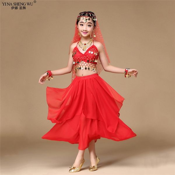 

grils belly dance costumes 2/3pcs set oriental dance costumes bellydance set girl egyptian bollywood kids belly new, Black;red