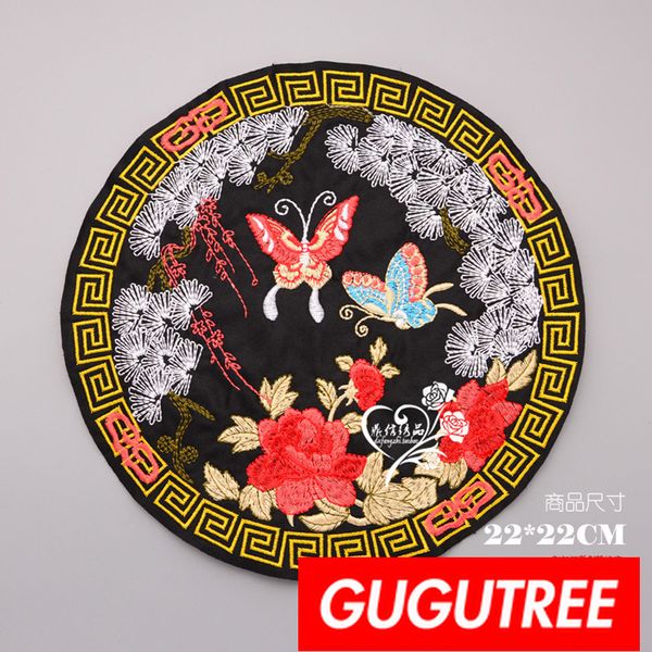 

gugutree embroidery big patches buttlefly patches badges applique patches for clothing bp-706, Black