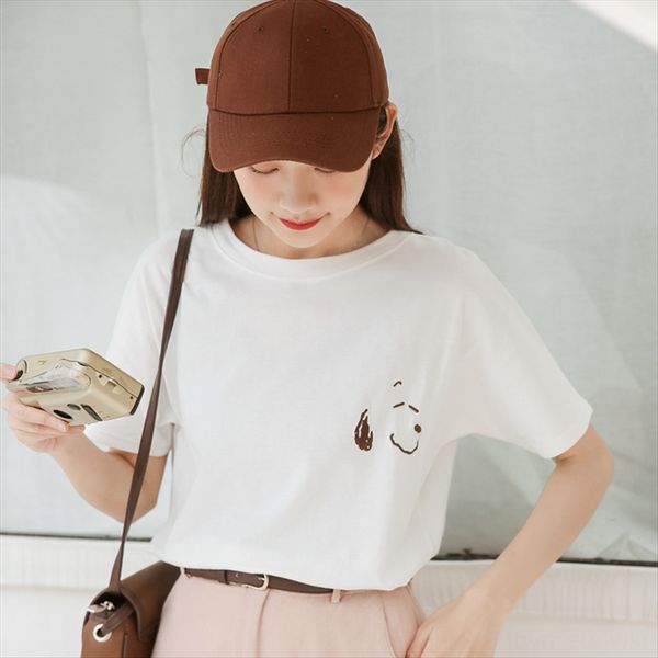 

simple 2020 women's ins underpants puppy embroidery loose short-sleeved fashion simple 2020 women's ins t-shirt underpants puppy e, White