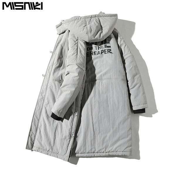 

misniki 2019 streetwear warm men's warm winter jacket windproof casual outerwear thick medium long coat men parka jp03, Black
