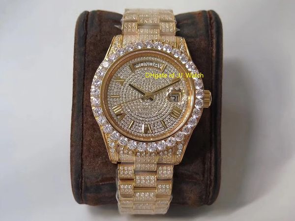 

designer watches full diamonds luxury mens automatic wristwatches cal.2836 rose gold 904l stainless steel calendar sapphire diameter 40mm, Slivery;brown