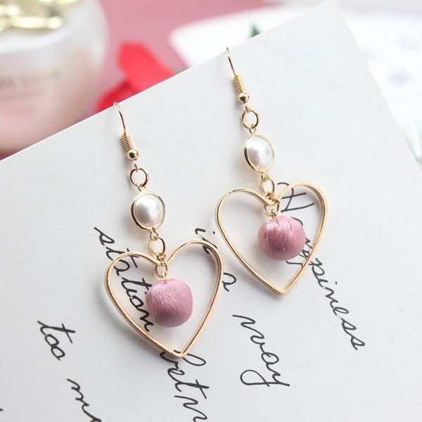 

s867 fashion jewelry love pearl cloth ball earring sweet dangle earrings, Silver