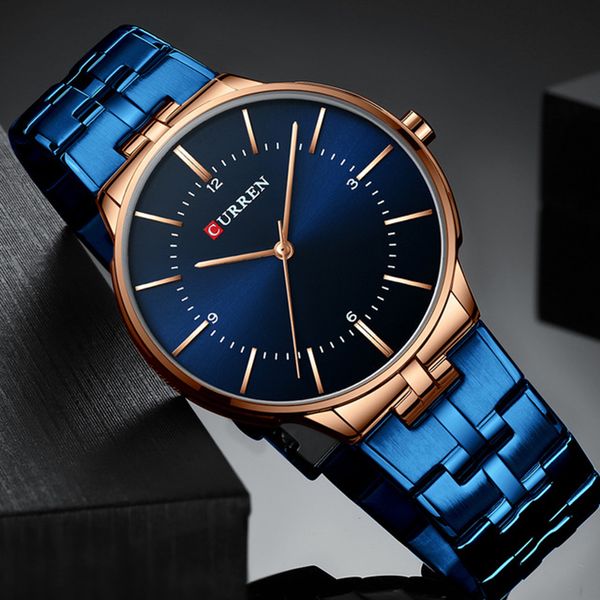 

curren 2019 reloj hombre relogio men watches fashion blue man watch waterproof quartz analog wrist watch men time, Slivery;brown