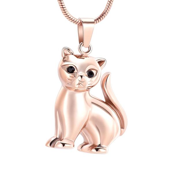 

ijd10087 pet cat memorial keepsake cremation jewelry for cat's ashes remaining,lovely cat shape memorial urn pendant necklace, Silver