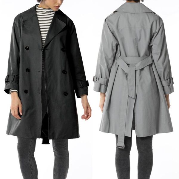 

fashion autumn winter coat women windbreaker warm pure color jacket long sleeve loose coat clothes gh6, Tan;black